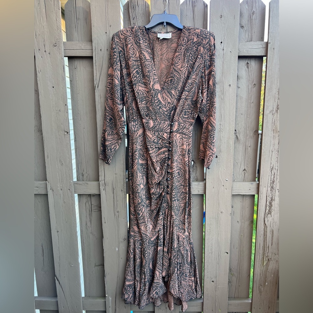 Vintage Barbara Barbara Multicolored Multi-Print Dress SIZE 8 ( BROWN / BLACK )